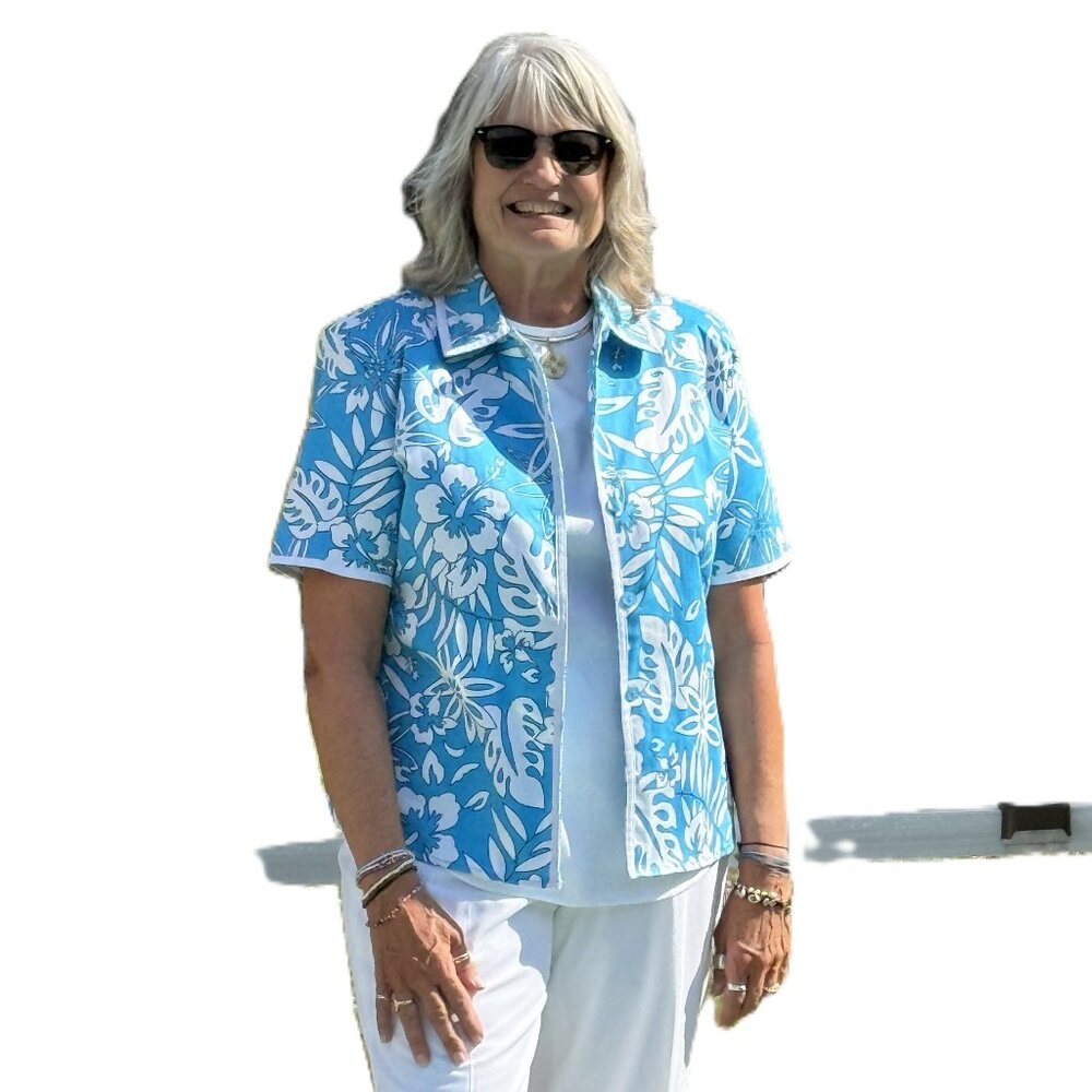 Summer Cotton NEW NEVER WORN Cruise Fun short sleeve jacket Size 12 - NEW